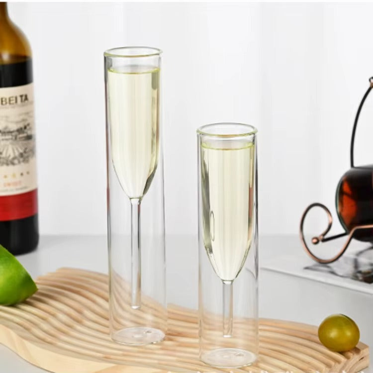100ml Double Wall Clear Wine Glass Cups - Set of 2