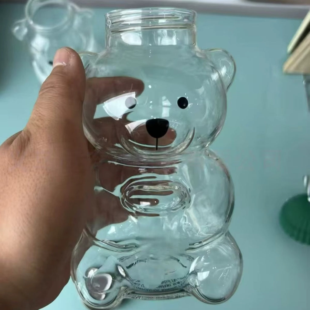 Bearista Cup - Teddy Bear Glass Coffee Cup with Straw | Coffee&Co.