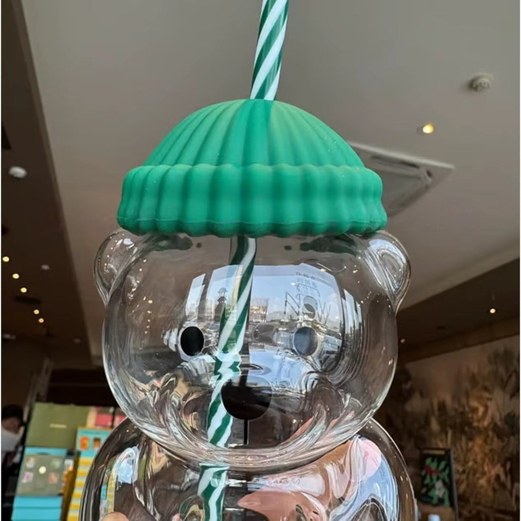 Bearista Cup - Teddy Bear Glass Coffee Cup with Straw | Coffee&Co.