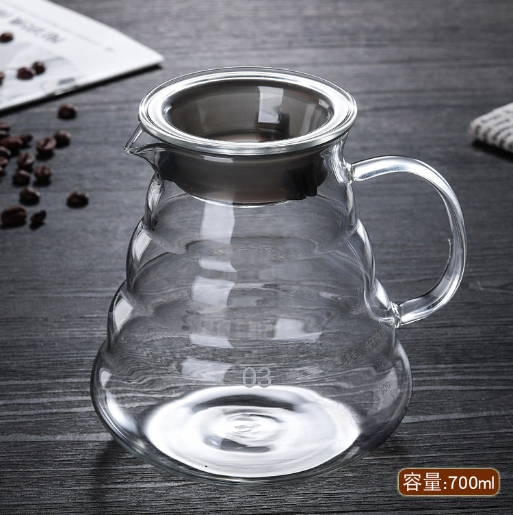 V60 Pour Over Coffee Set Size 02 | Glass Dripper, 600ml Server & Wooden Stand