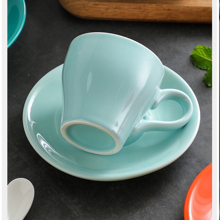 Set of 6 Italian Ceramic Espresso Cups & Saucers – 80ml