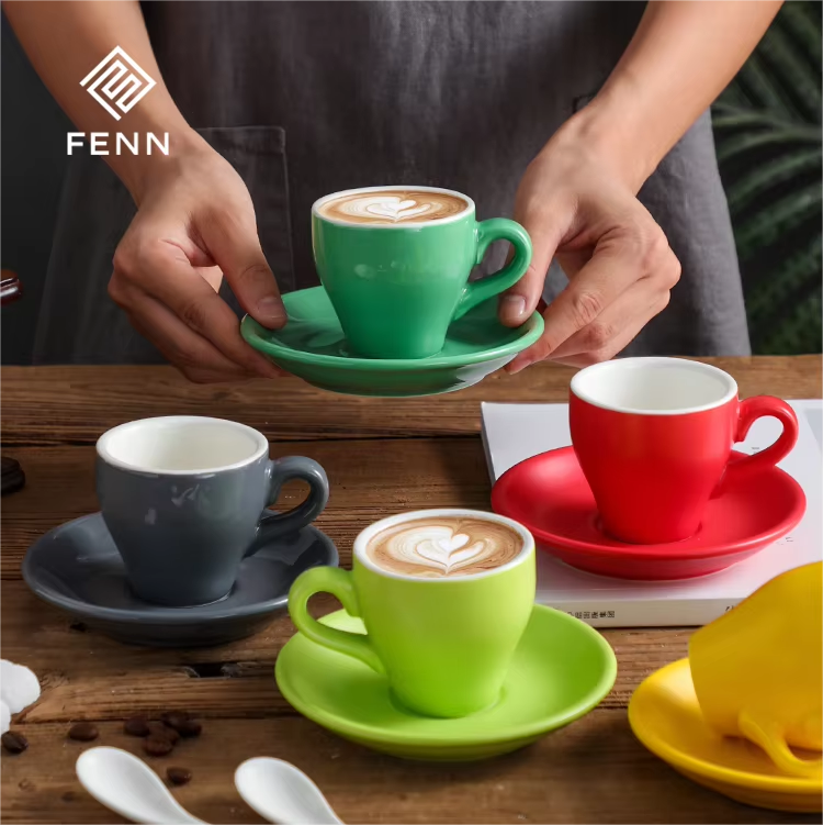 Italian Espresso Cup Set – Assorted Colors - Set of 4