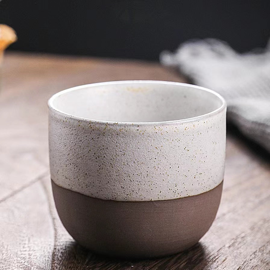 Retro Ceramic Espresso Cups Set of 4 | 135ml Colorful Speckled Pottery Coffee Cups