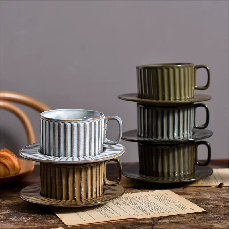 Retro Stripe 220ml Mug Set – Assorted Colors - Set of 3