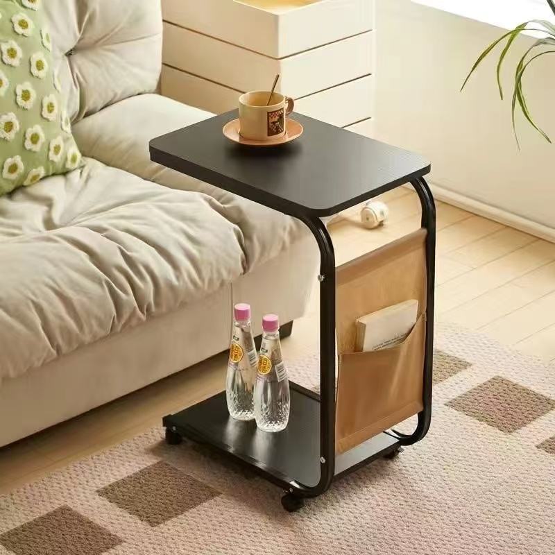 C-Shaped Sofa Table – Rolling Coffee & Laptop Side Table