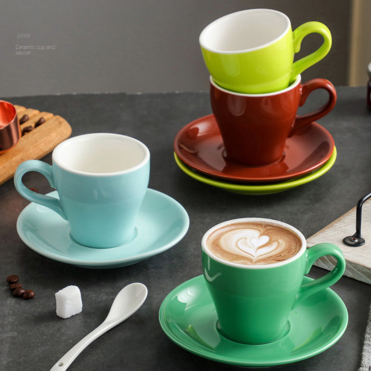Set of 6 Italian Ceramic Espresso Cups & Saucers – 80ml