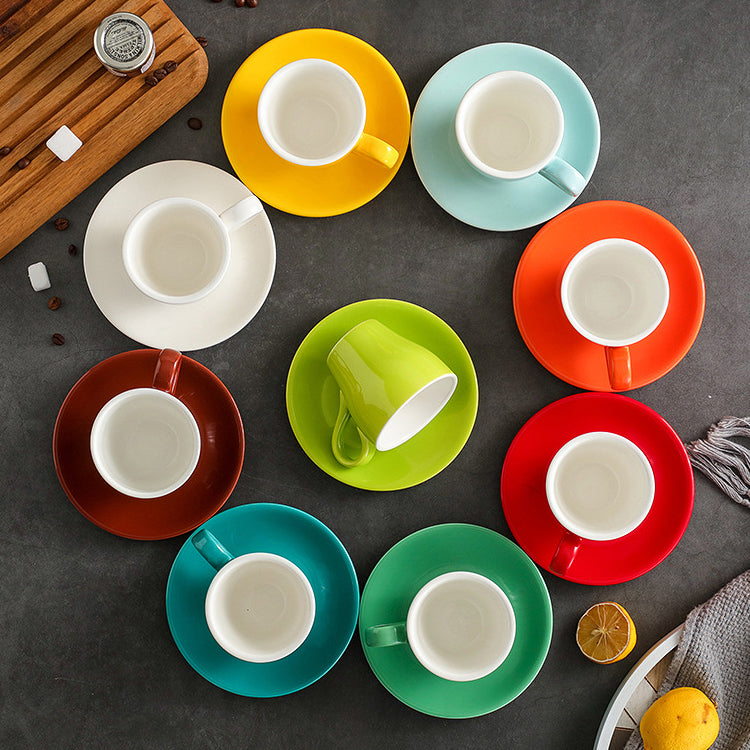 Set of 6 Italian Ceramic Espresso Cups & Saucers – 80ml