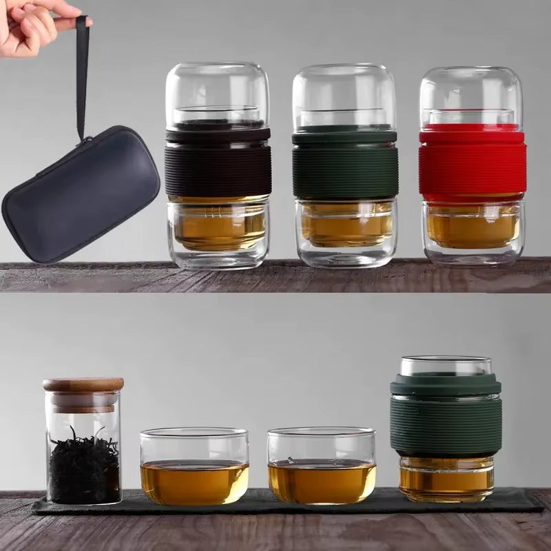 Portable Borosilicate Glass Tea Set 420ml