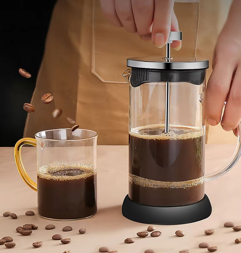 Elegant Borosilicate Glass French Press Coffee – French Style Brewer with Sleek Filter Design