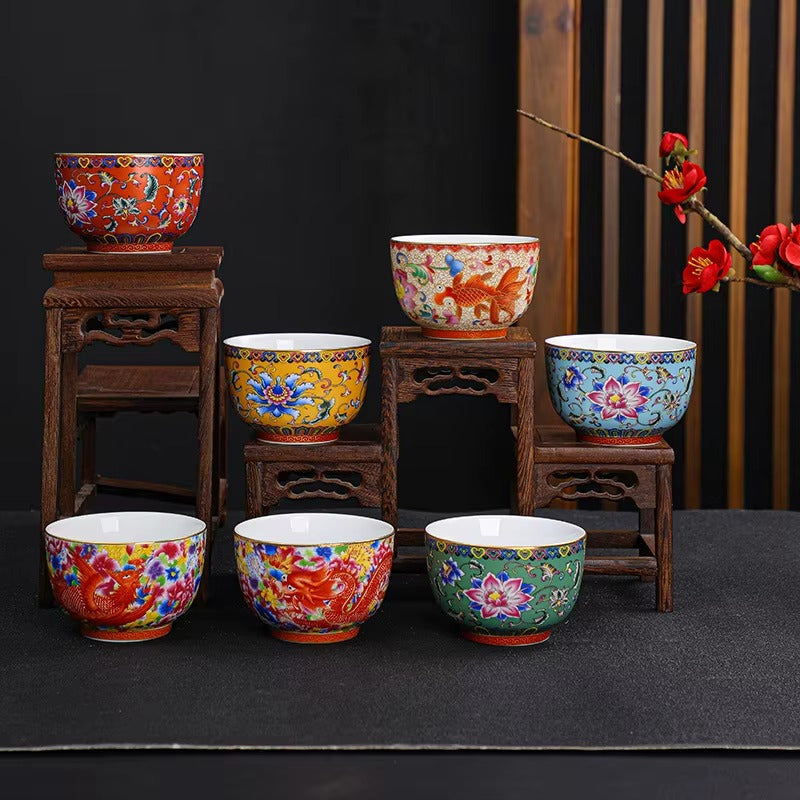Vintage Enamel Ceramic Cups – Set of 4 Cups (150ml) Coffee&Co.