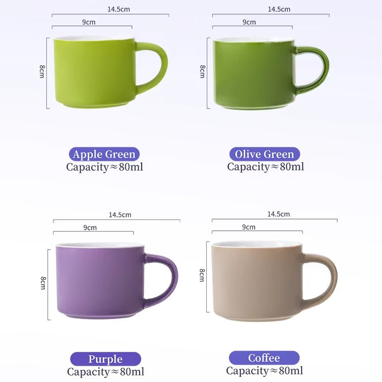 Nordic Ceramic Espresso Cups – Set of 5 Cups (80ml)