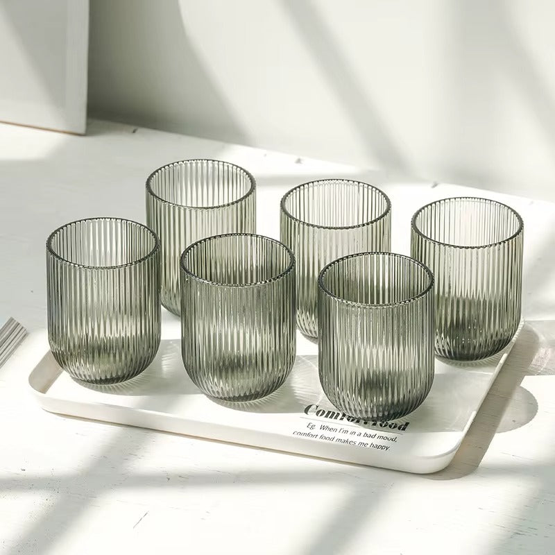 250ml Ribbed Glass Cups - Set of 4 Coffee&Co.