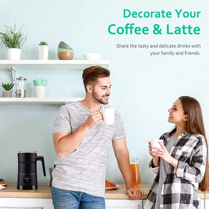 4-in-1 Electric Milk Frother and Steamer – Multifunctional Hot and Cold Foam Maker for Coffee and Hot Chocolate