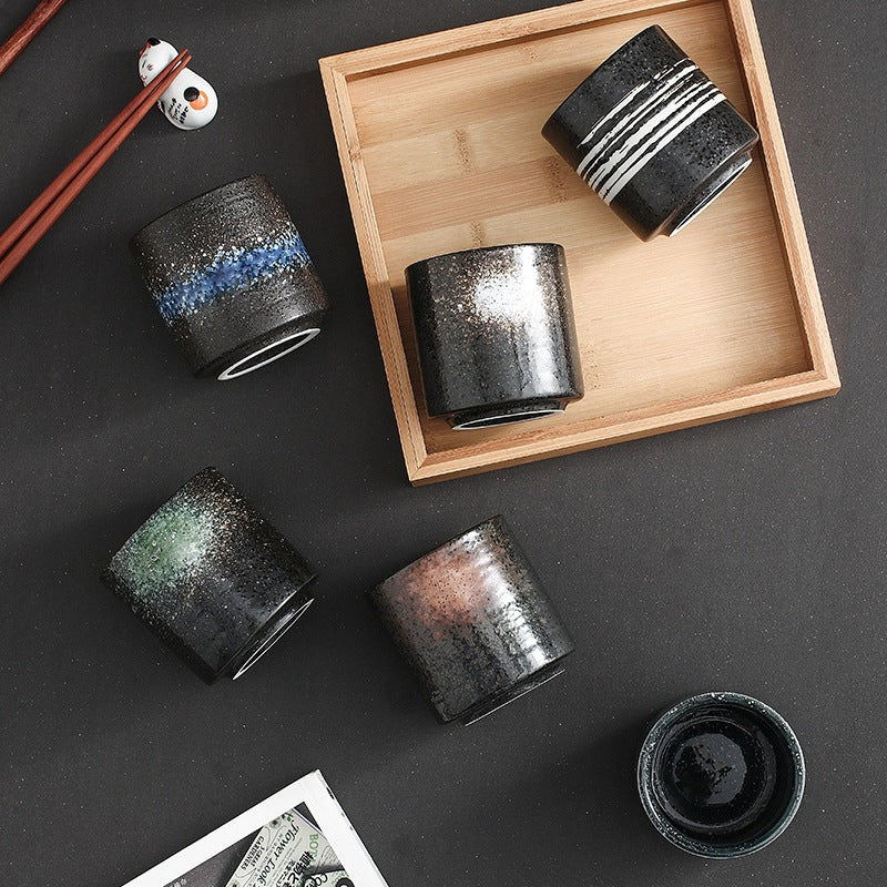 Japanese Style Ceramic Cups Set of 3 | 200ml Handleless Tea, Coffee & Sake Cups