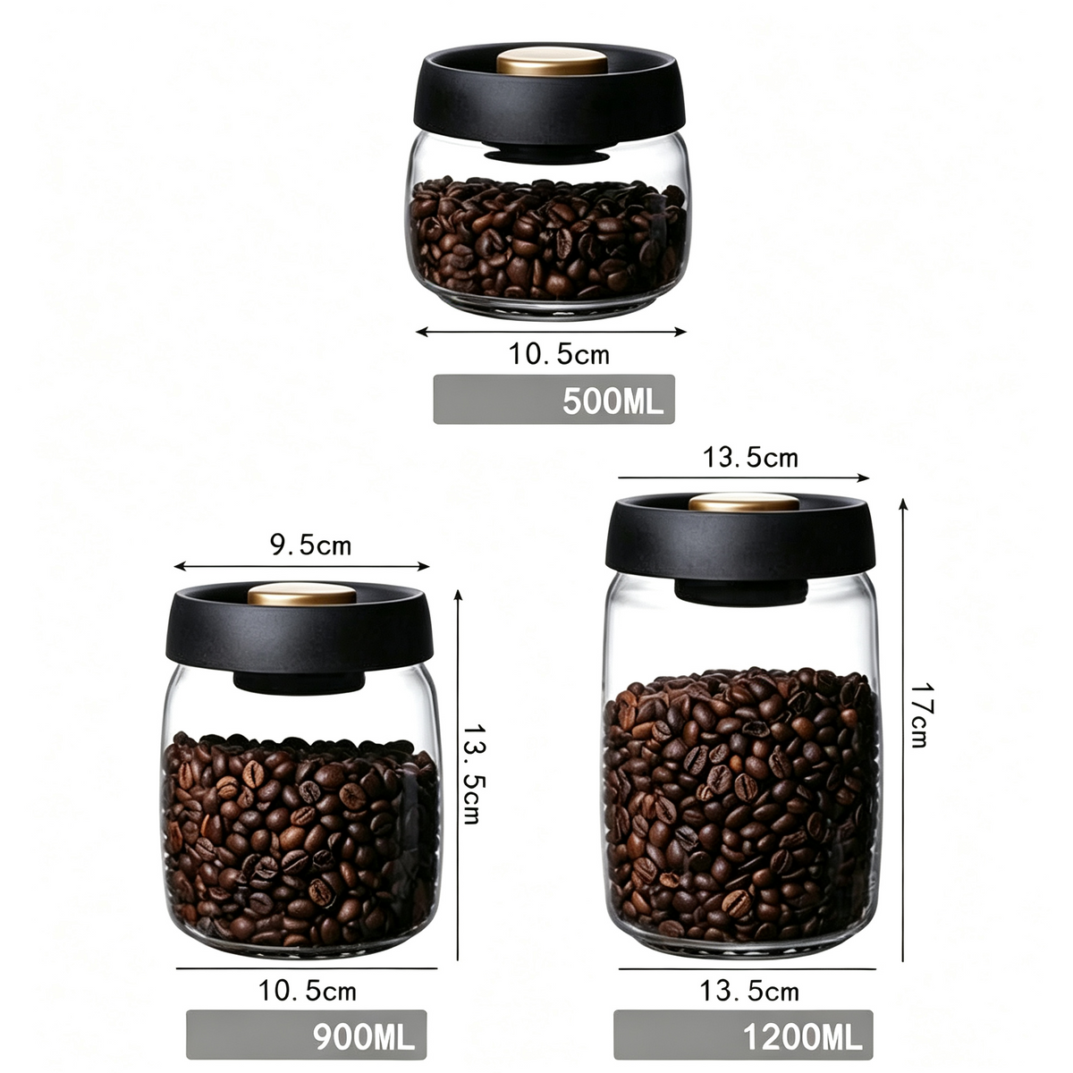 Glass Vacuum Seal Storage Jar – Airtight Canister for Coffee Beans and Dry Goods