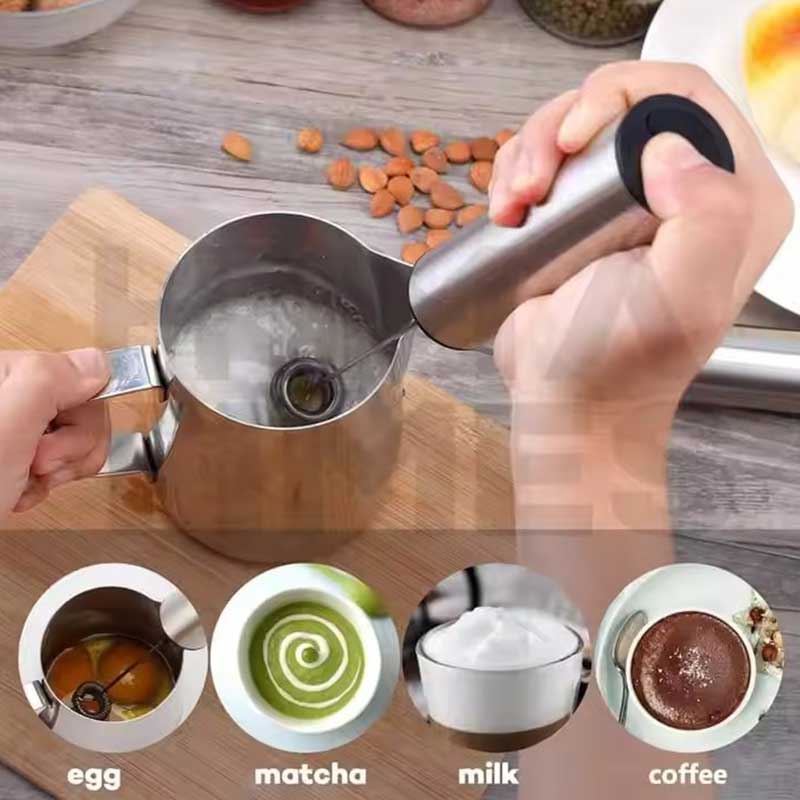 High Quality USB Type-C Rechargeable Handheld Milk Frother – Stainless Steel Electric Coffee Whisk