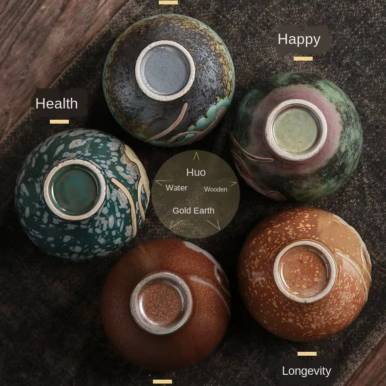 Kiln-Fired Ceramic Cups – Set of 5 Cups (130ml)