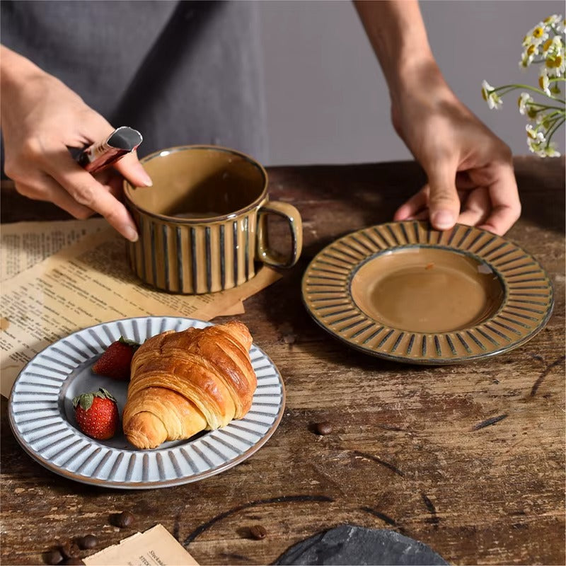 Retro Stripe 220ml Mug Set – Assorted Colors - Set of 3