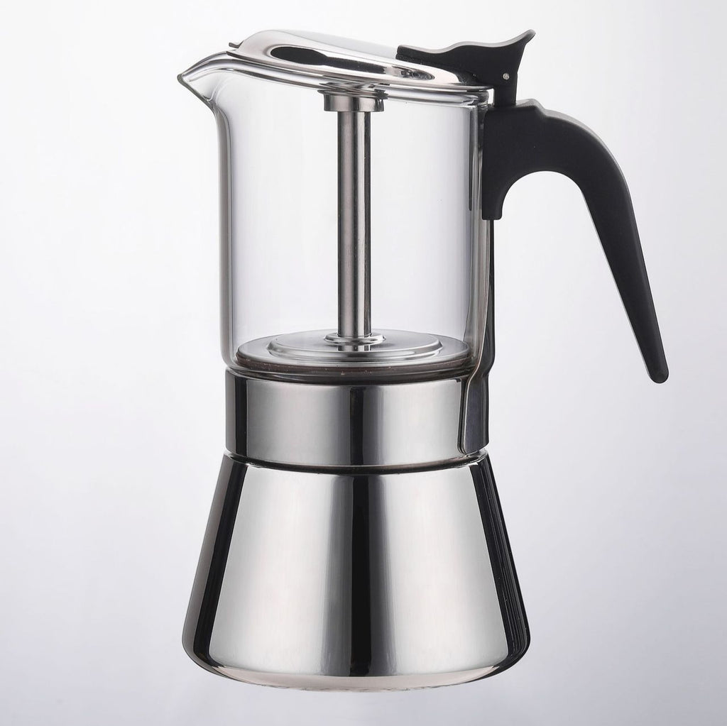 Glass & Stainless Steel Moka Pot – Induction Compatible