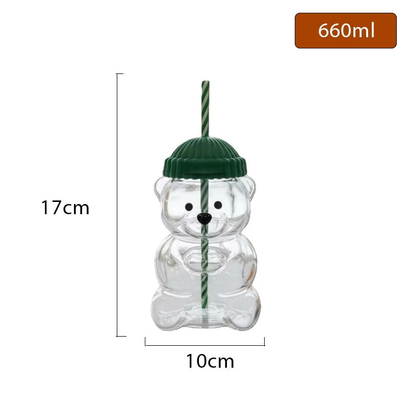 Bearista Cup - Teddy Bear Glass Coffee Cup with Straw | Coffee&Co.