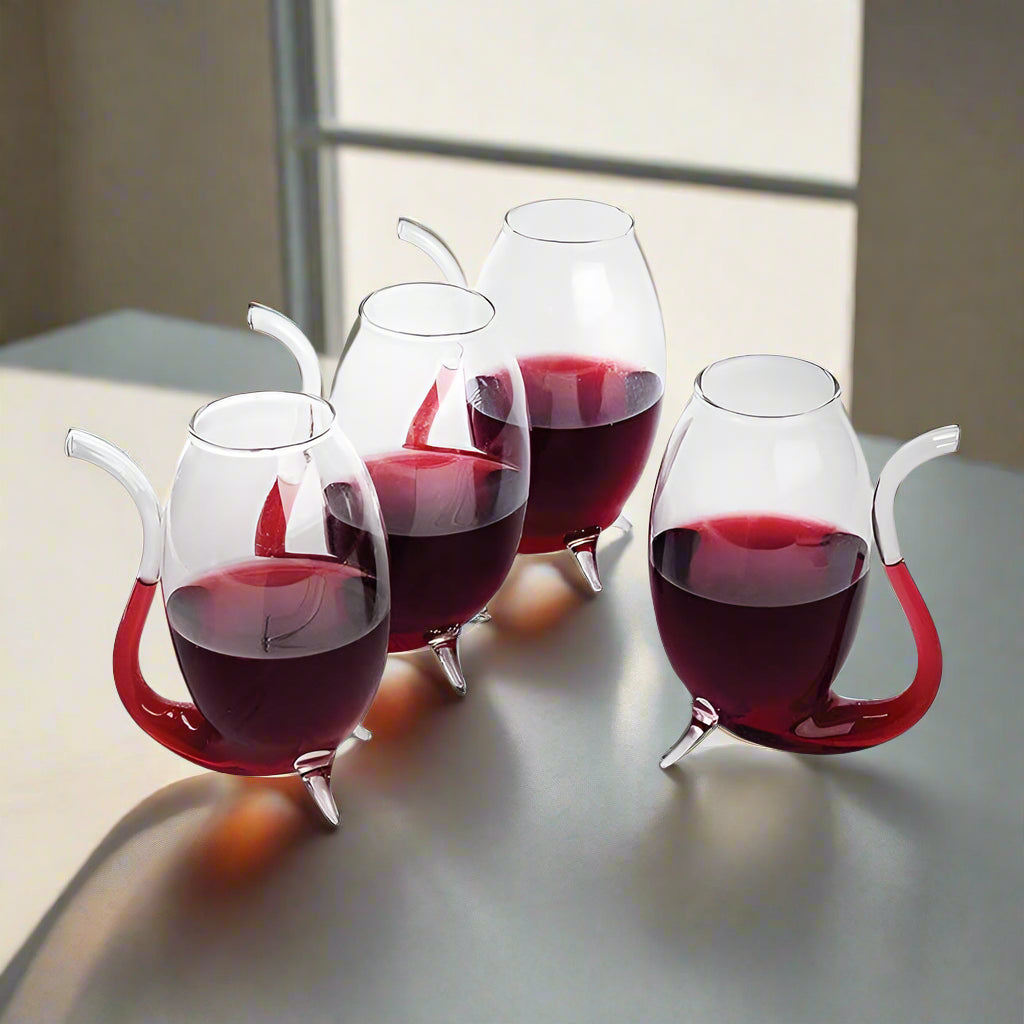 Hand Blown Glass Port Sippers – Elegant Angled Wine and Liqueur Glasses by Fox Run