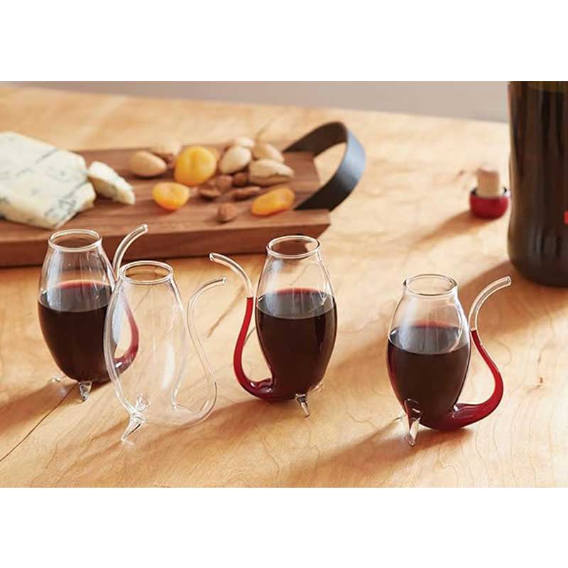 Hand Blown Glass Port Sippers – Elegant Angled Wine and Liqueur Glasses by Fox Run