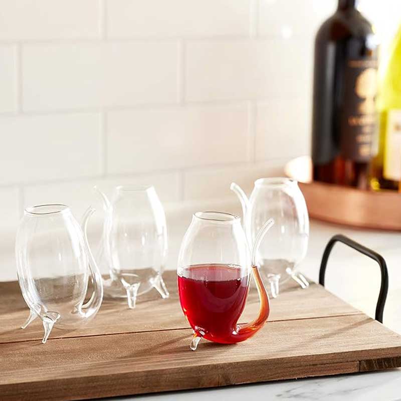 Hand Blown Glass Port Sippers – Elegant Angled Wine and Liqueur Glasses by Fox Run
