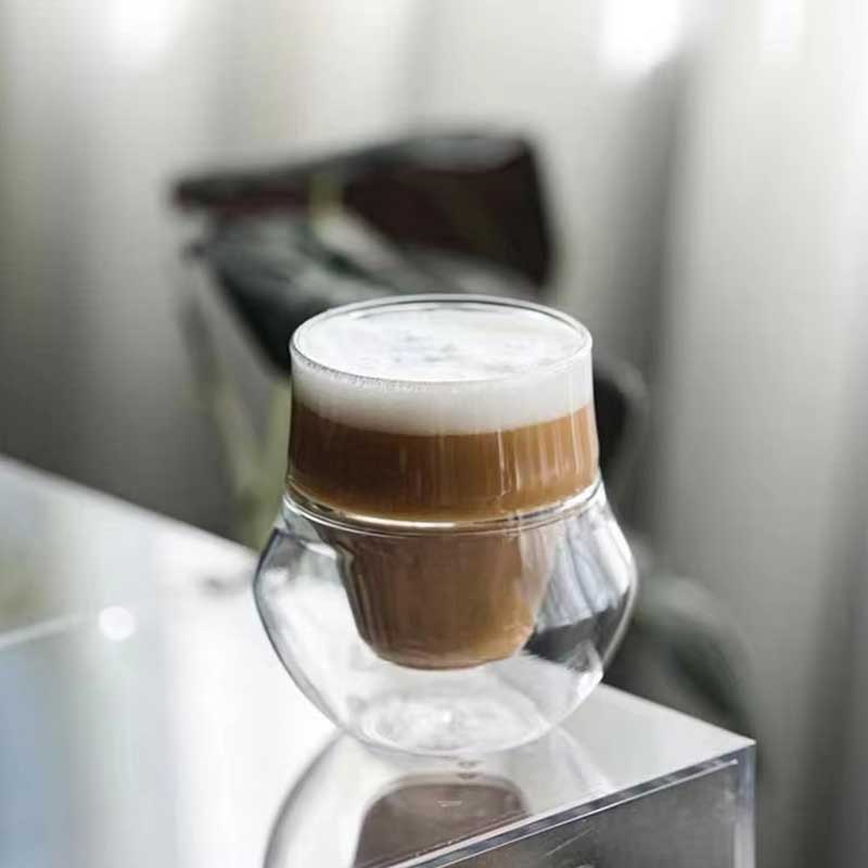 Hand-Blown Japan Style Double Wall Glass Mug – Clear Heat-Resistant Drinking Cup