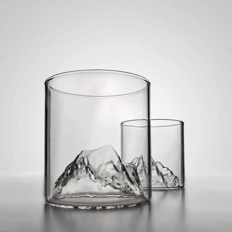 Hand-Blown Snow Mountain Design Glass – Unique Shaped Whisky, Beer, and Red Wine Cup