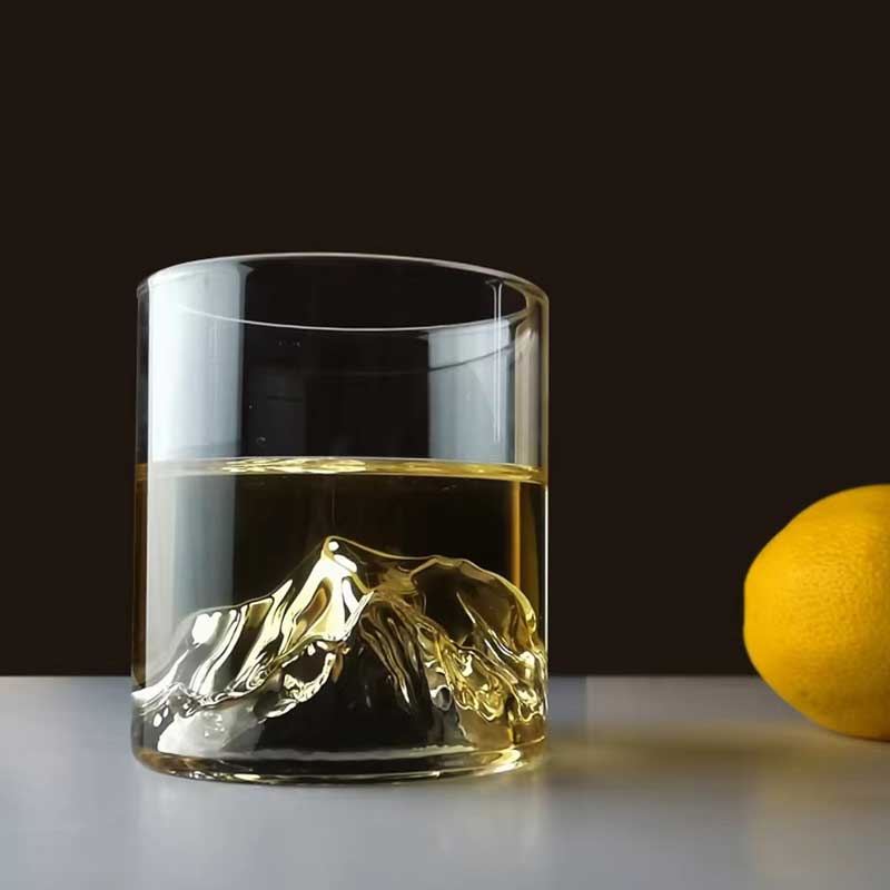 Hand-Blown Snow Mountain Design Glass – Unique Shaped Whisky, Beer, and Red Wine Cup