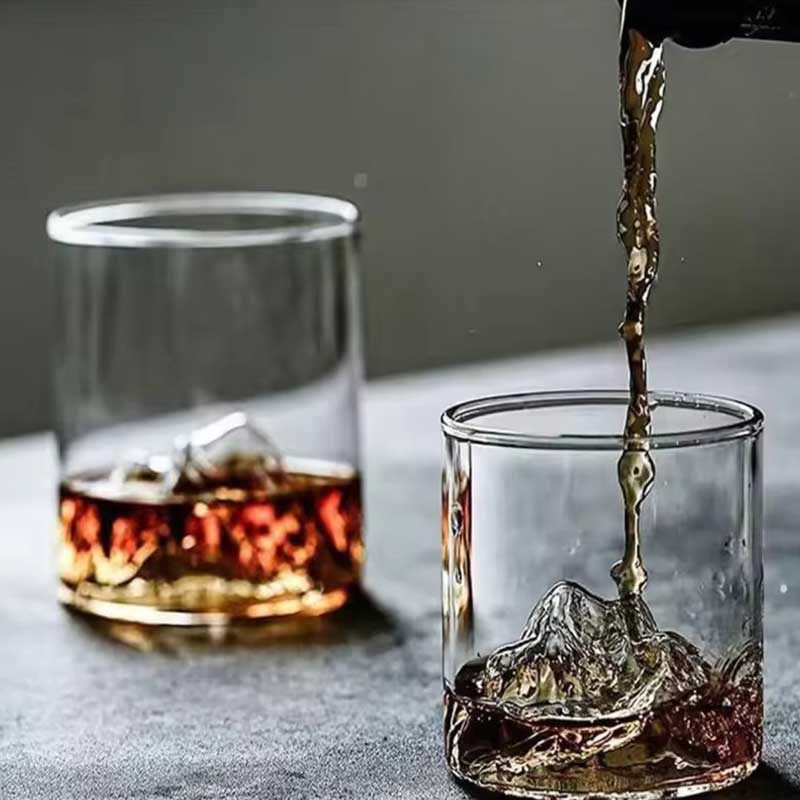 Hand-Blown Snow Mountain Design Glass – Unique Shaped Whisky, Beer, and Red Wine Cup