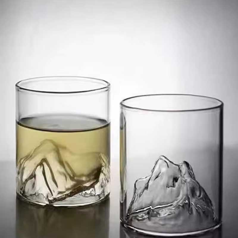 Hand-Blown Snow Mountain Design Glass – Unique Shaped Whisky, Beer, and Red Wine Cup