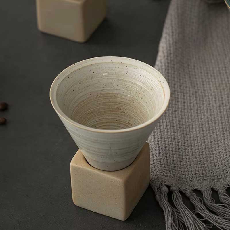 Hand-Painted Glaze Ceramic Espresso and Tea Cup with Base – Coarse Ceramic Personal Water Cup
