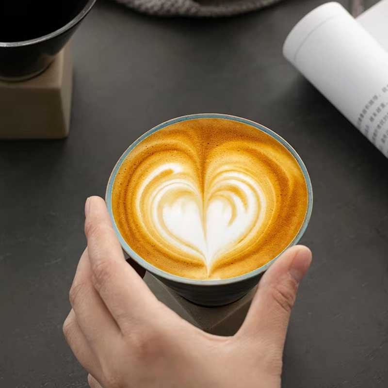 Hand-Painted Glaze Ceramic Espresso and Tea Cup with Base – Coarse Ceramic Personal Water Cup