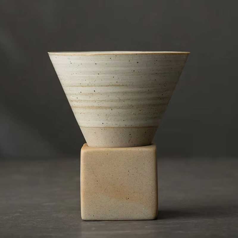 Hand-Painted Glaze Ceramic Espresso and Tea Cup with Base – Coarse Ceramic Personal Water Cup