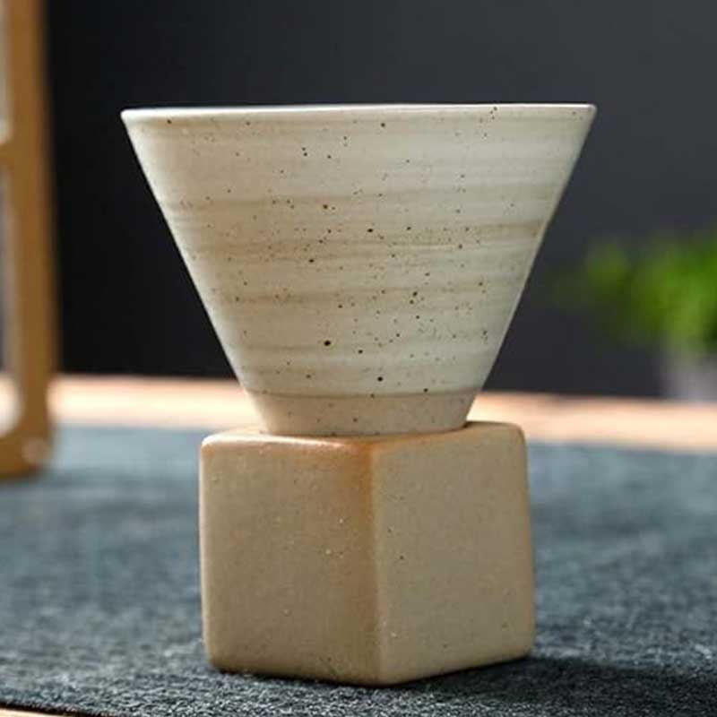 Hand-Painted Glaze Ceramic Espresso and Tea Cup with Base – Coarse Ceramic Personal Water Cup