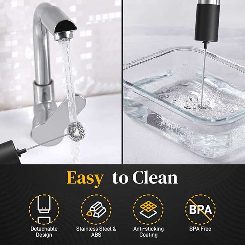 Handheld Electric Milk Frother – Battery Operated Mini Foamer & Manual Whisk for Coffee, Lattes, Cappuccino, Matcha & Hot Chocolate