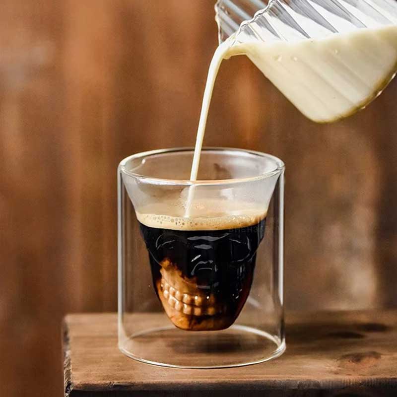 Handmade Double Wall Skull Head Glass – Skeleton Shaped Crystal Whiskey and Shot Glass for Bar or Party Use