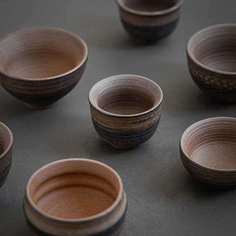 Handmade Japanese Antique Vintage Pottery Kung Fu Espresso Coffee and Tea Cup
