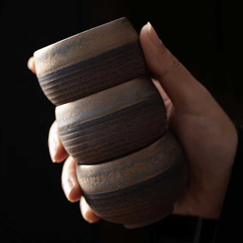 Handmade Japanese Antique Vintage Pottery Kung Fu Espresso Coffee and Tea Cup