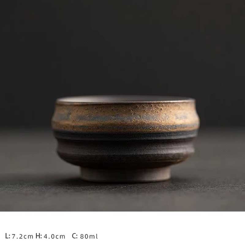 Handmade Japanese Antique Vintage Pottery Kung Fu Espresso Coffee and Tea Cup