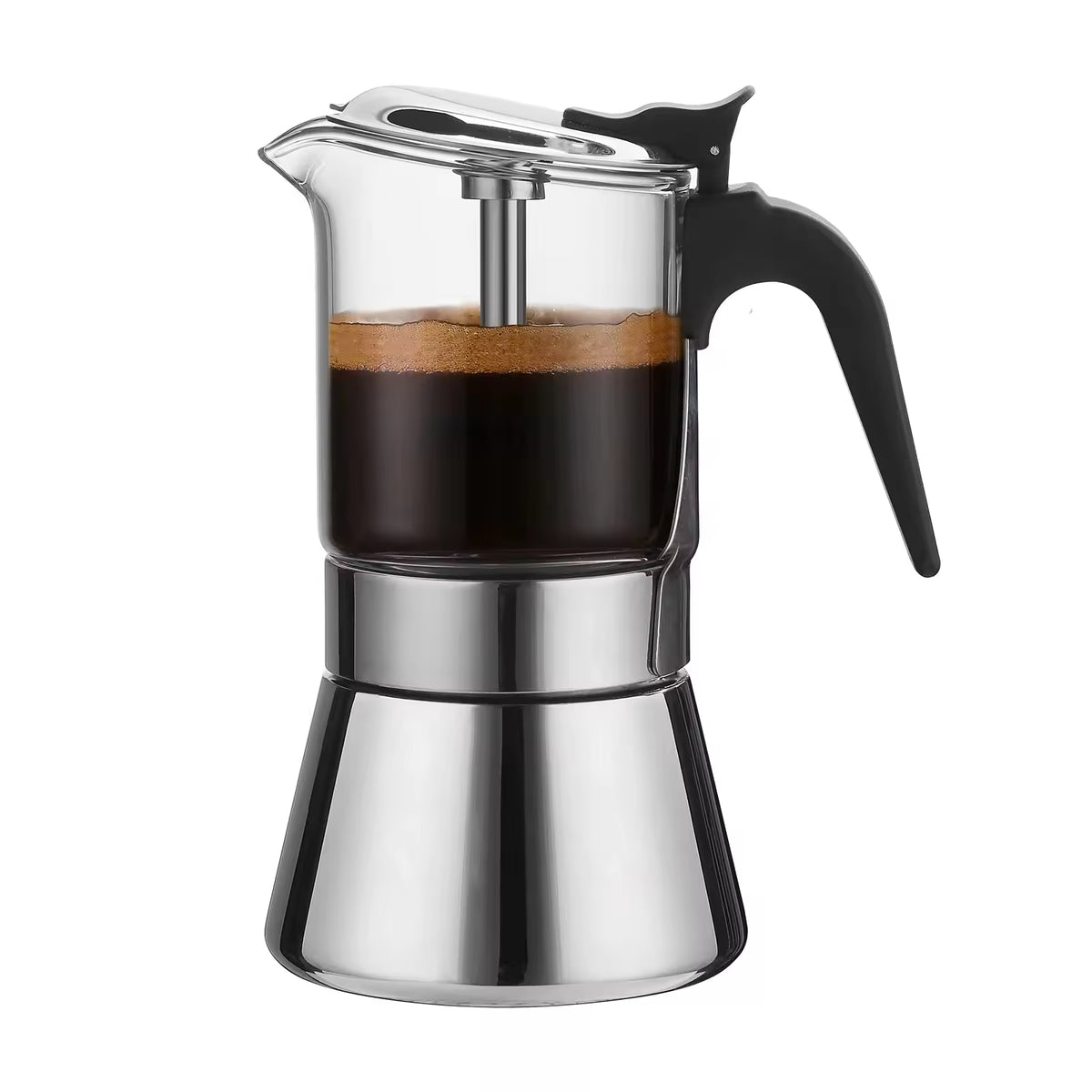 Glass & Stainless Steel Moka Pot – Induction Compatible