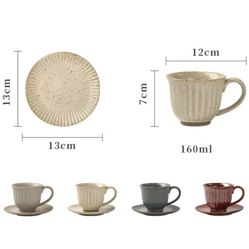 Vintage European Cup Set – Assorted Colors – Set of 4