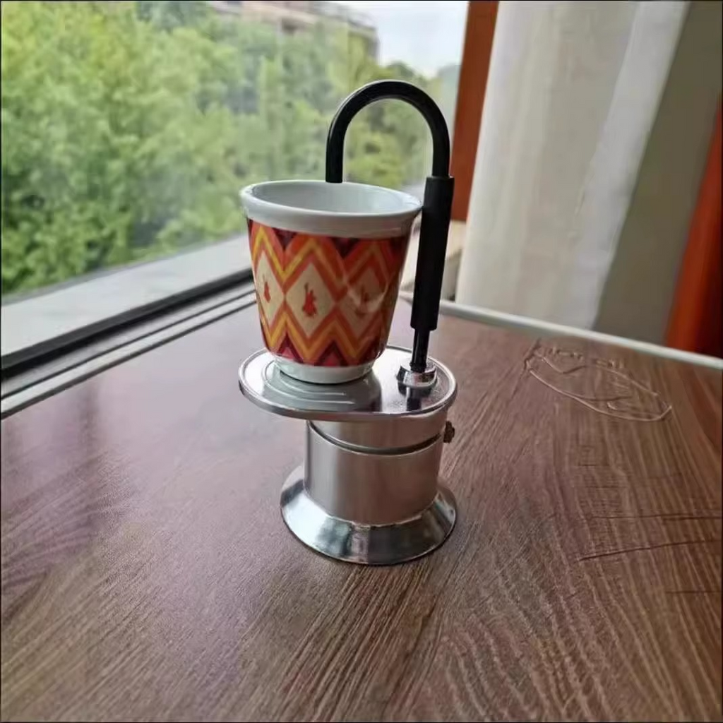 Single Pipe Espresso Coffee Maker – Mini Stainless Steel Moka Pot with Spout Design