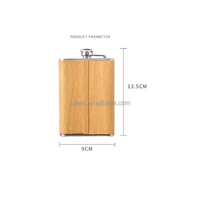 Stainless Steel Flask Set with Wooden Case | 9 oz