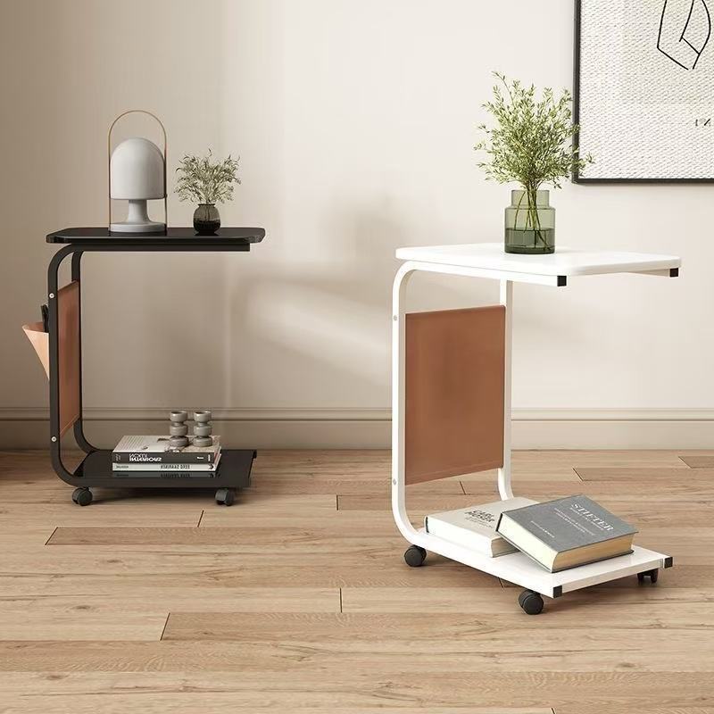 C-Shaped Sofa Table – Rolling Coffee & Laptop Side Table