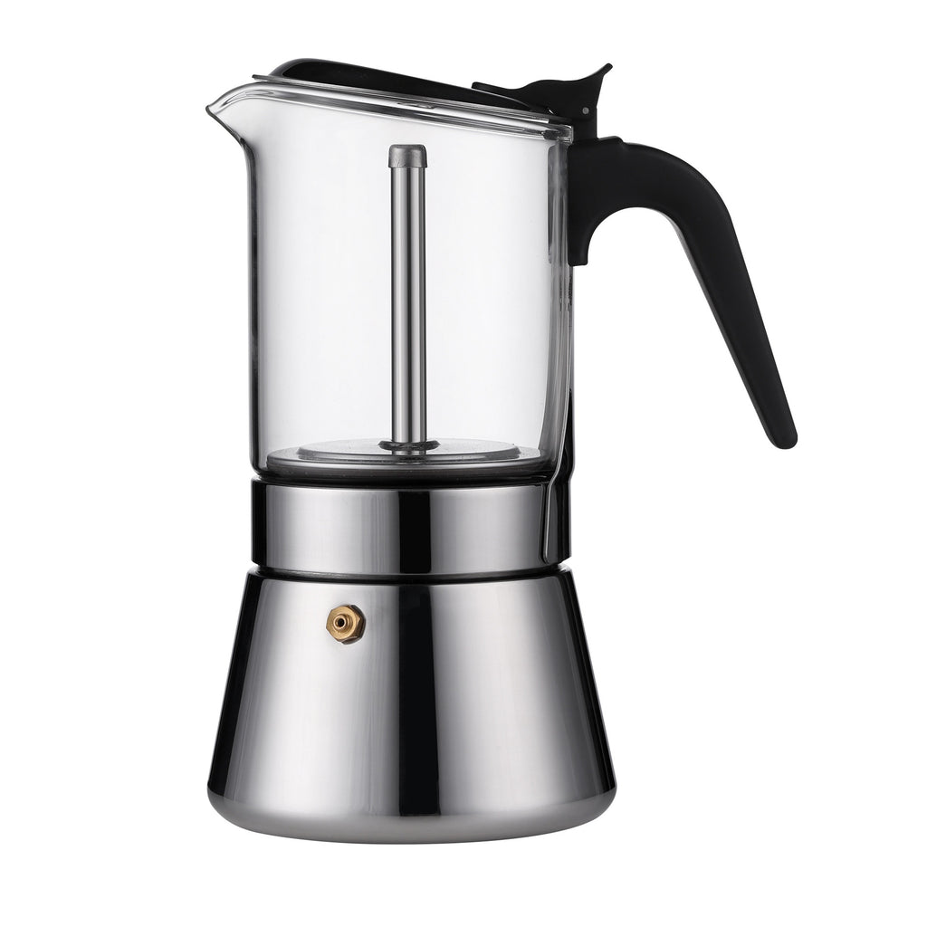 Glass & Stainless Steel Moka Pot – Induction Compatible