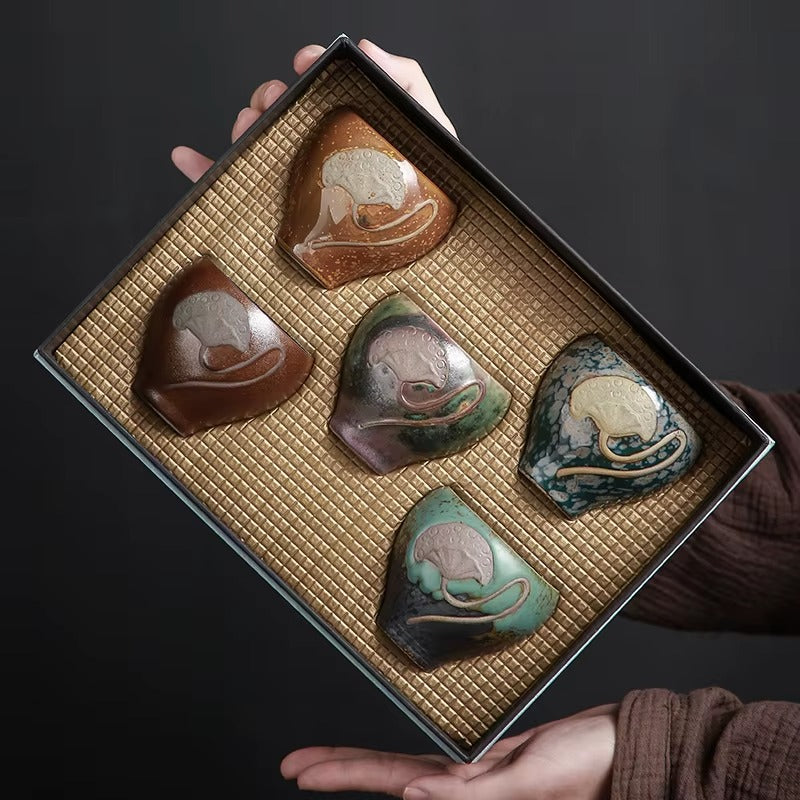 Kiln-Fired Ceramic Cups – Set of 5 Cups (130ml)