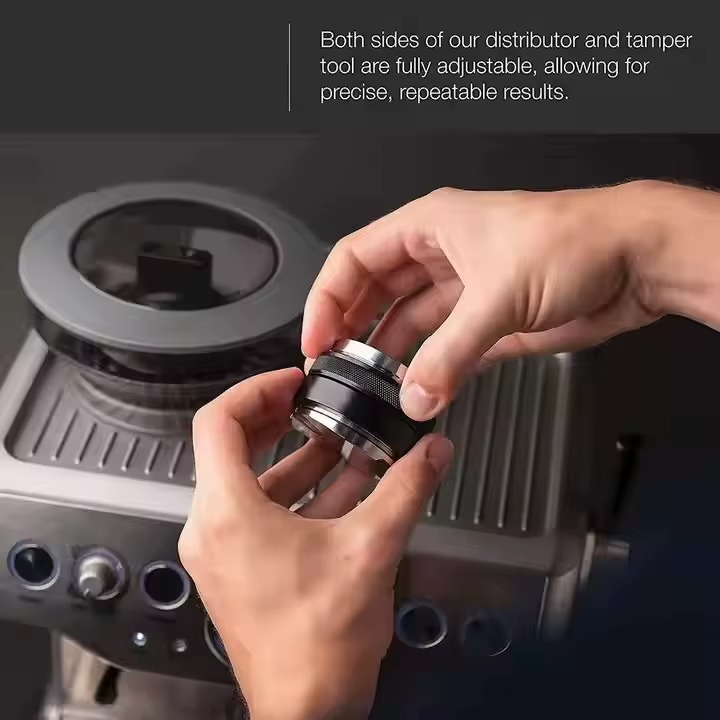 Barista Espresso Distributor – 51 & 58mm Adjustable Coffee Tamper for Precision Tamping