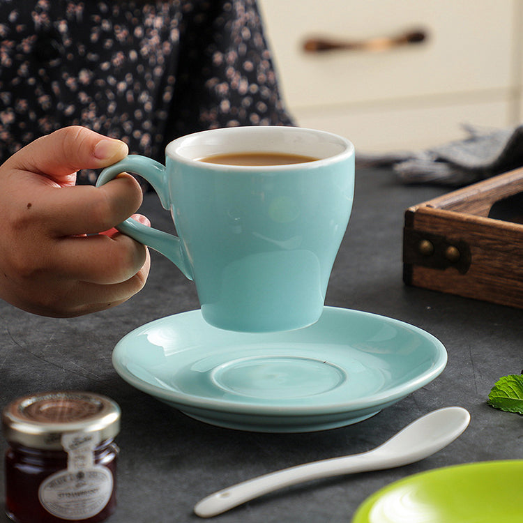Set of 6 Italian Ceramic Espresso Cups & Saucers – 80ml